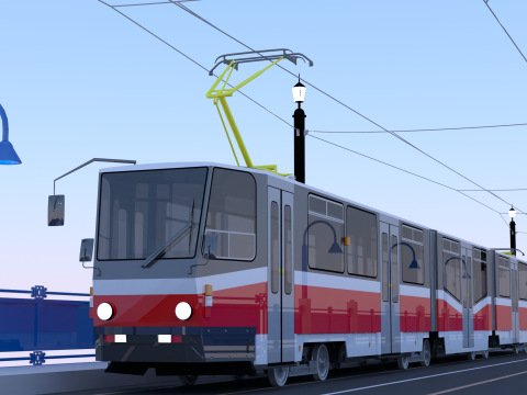 Bridge with KT8D5 tram Modelo 3D