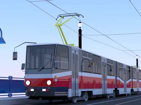 Bridge with KT8D5 tram 3D Model