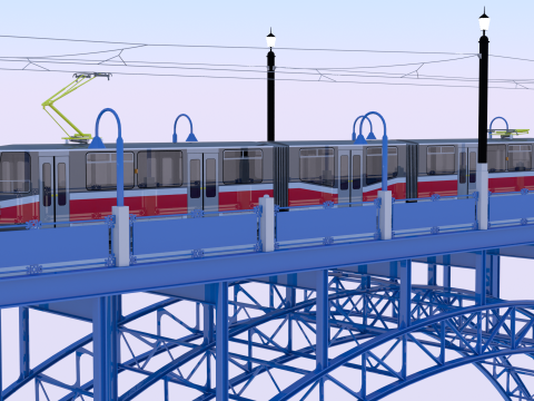 Bridge with KT8D5 tram Modelo 3D