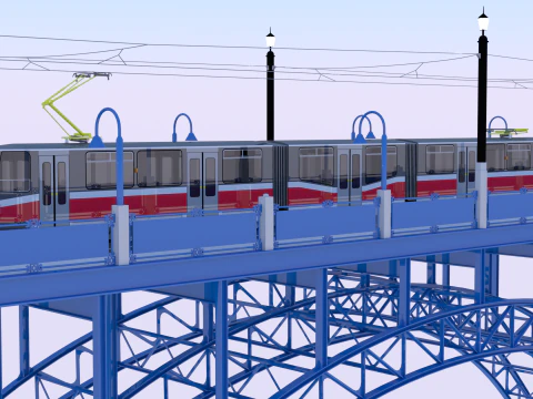 Bridge with KT8D5 tram 3D Model