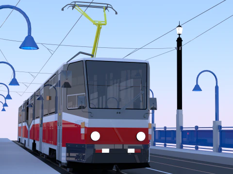 Bridge with KT8D5 tram 3D Model
