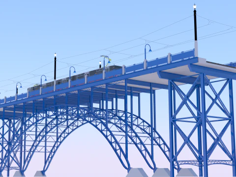 Bridge with KT8D5 tram 3D Model