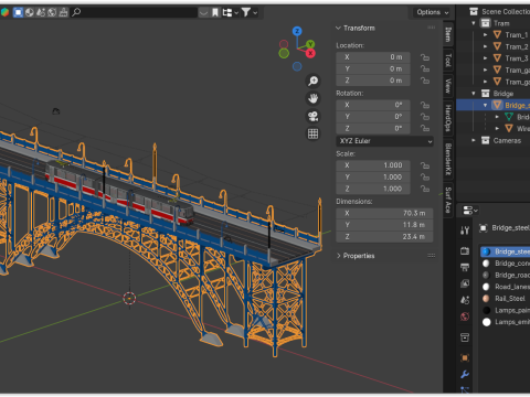 Bridge with KT8D5 tram Modelo 3D