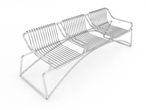 metal seats park 3D Model