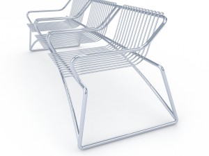 metal seats park Model 3D