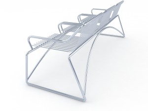 metal seats park Model 3D