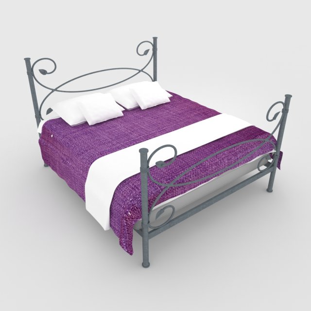 steel bed 3D Model .c4d .max .obj .3ds .fbx .stl .blend 