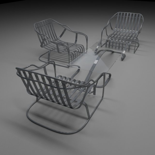 steel terrace furniture 3D Модель .c4d .max .obj .3ds .fbx .stl .blend 