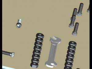 tools screw balls carriage lnkey nuts lnkeybolts hammer 3D Model