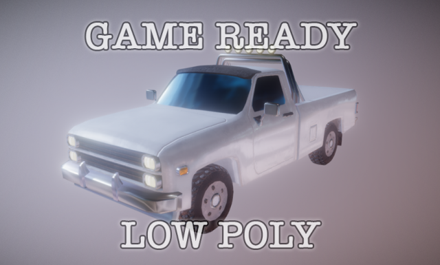 eighties pickup truck low-poly game ready 3D-Modell .c4d .max .obj .3ds .fbx .stl .blend 