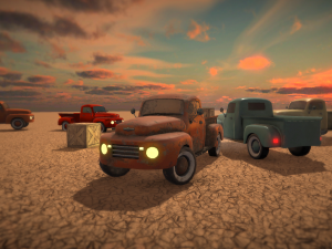 old pickup truck low poly game ready 3D Model