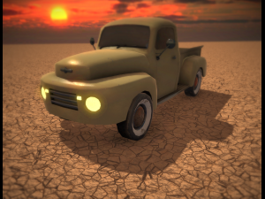old pickup truck low poly game ready 3D Model
