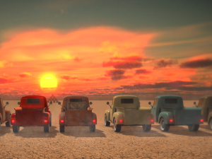 old pickup truck low poly game ready 3D Model