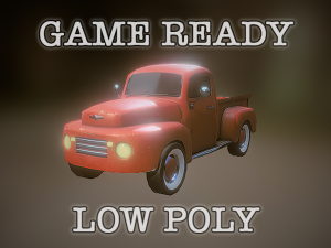 old pickup truck low poly game ready 3D Model