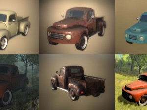 old pickup truck low poly game ready 3D Model