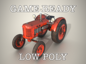old tractor low poly game ready 3D Model