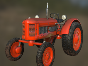 old tractor low poly game ready 3D Модель