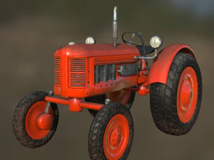 old tractor low poly game ready 3D Model