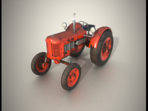 old tractor low poly game ready 3D Модель