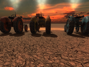 old tractor low poly game ready 3D Модель
