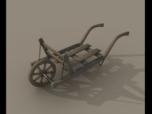 old wheel barrow low poly game ready 3D 模型