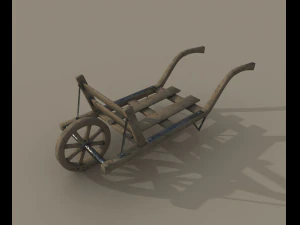 old wheel barrow low poly game ready 3D Model