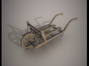 old wheel barrow low poly game ready 3D 模型