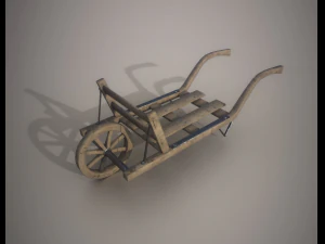 old wheel barrow low poly game ready 3D Model