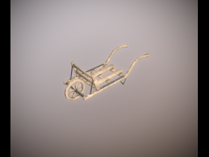 old wheel barrow low poly game ready 3D 模型
