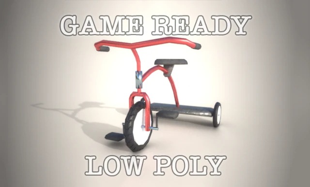 tricycle low poly game ready 3D Model .c4d .max .obj .3ds .fbx .stl .blend 