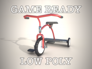 tricycle low poly game ready 3D Model