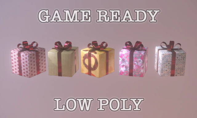 presente juego de baja poli listo Modelo 3D .c4d .max .obj .3ds .fbx .stl .blend 