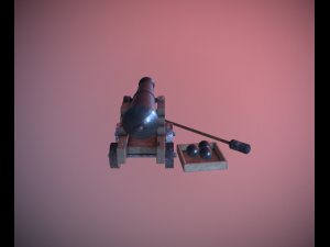shooting old cannon low poly game ready 3D Модель