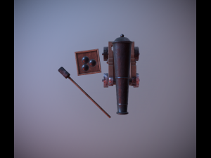 shooting old cannon low poly game ready 3D Модель