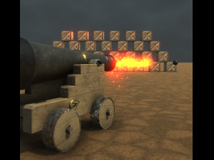 shooting old cannon low poly game ready 3D Модель