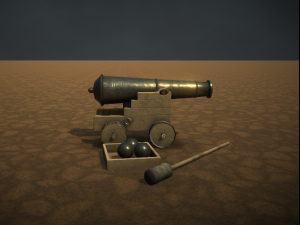 shooting old cannon low poly game ready 3D Модель
