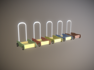 pushing cart toy low poly game ready Model 3D