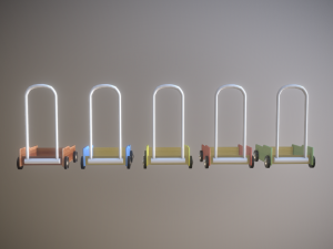 pushing cart toy low poly game ready Model 3D