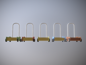 pushing cart toy low poly game ready Model 3D