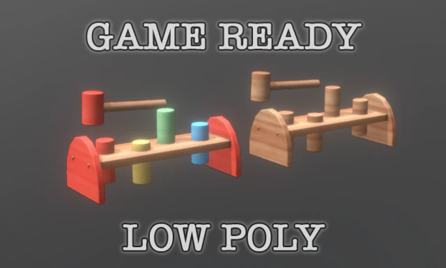 hammering toy low poly game ready 3D Model .c4d .max .obj .3ds .fbx .stl .blend 