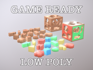 block box toy low poly game ready 3D Model