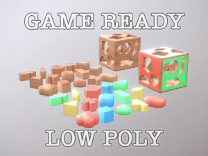bloque caja juguete juego de baja poli listo Modelo 3D