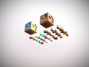 block box toy low poly game ready 3D Model