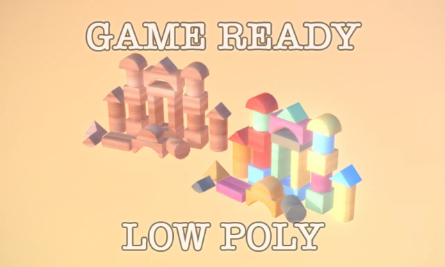 toy blocks display low-poly 3D Model .c4d .max .obj .3ds .fbx .stl .blend 