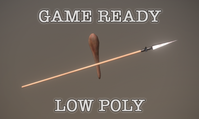spear and club low poly game ready 3D Model .c4d .max .obj .3ds .fbx .stl .blend 