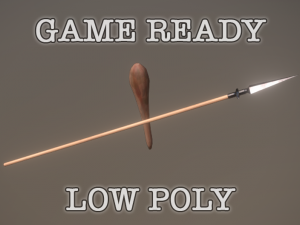 spear and club low poly game ready 3D Model
