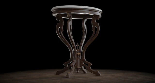antique pedestal table 001 3D Model .c4d .max .obj .3ds .fbx .stl .blend 