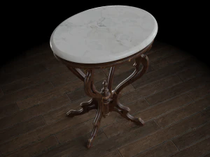 antique pedestal table 001 3D Model
