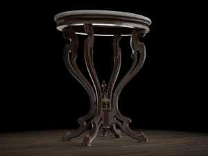 antique pedestal table 001 3D Model