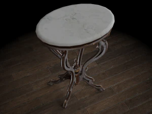 antique pedestal table 001 3D Model